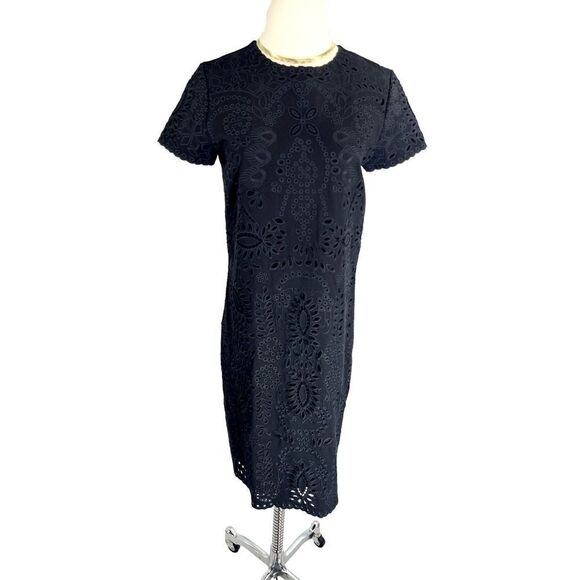 J. Mclaughlin Black Shift Dress Eyelet Embroidery Bainbridge Jewel XS - Picture 12 of 12